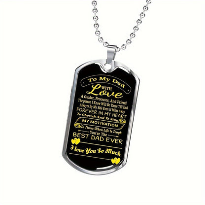 To my Dad: Thanksgiving Day Anniversary Party Birthday Father's Day gifts, Men's Jewelry For Dad Stainless Steel Pendant Dog Tag Necklaces