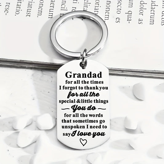 Elegant Stainless Steel Grandad Keychain with Engraved Appreciation Message – Heartfelt Gift for Thanksgiving