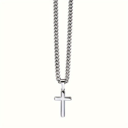 To my Son: Cross Cuban Chain Necklace, Stainless Steel Cuban Chain Cross Pendant, Son's Birthday Gift, Graduation Gift, Christmas Gift, With Card And Gift Box Packaging