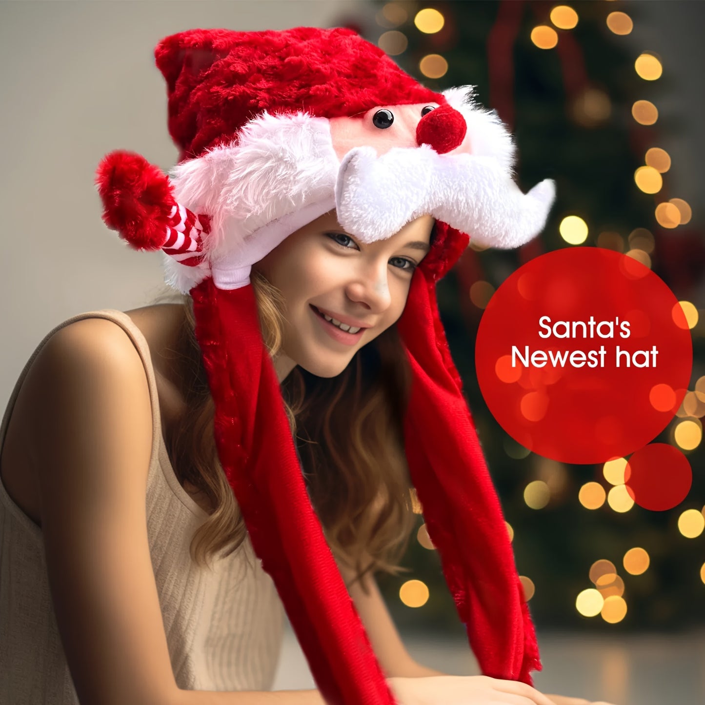 Santa’s Newest Hat - Festive Furry Snowman Hat with Moving Ears - Perfect for Christmas Parties and Role-Play