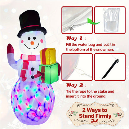 5ft Giant Christmas Snowman Inflatable with Rotating LED Lights - Outdoor Yard, Garden, and Holiday Display