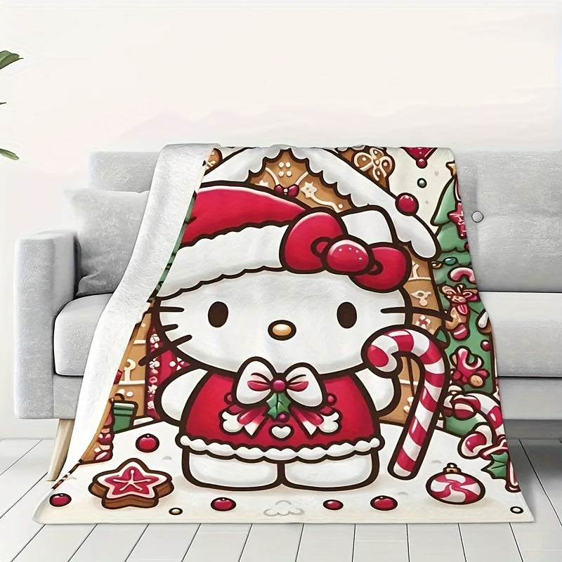 Hello Kitty Christmas-Themed Soft Fleece Throw Blanket – Cozy, Warm, All-Season Comfort for Couch, Bed, and Outdoor Use