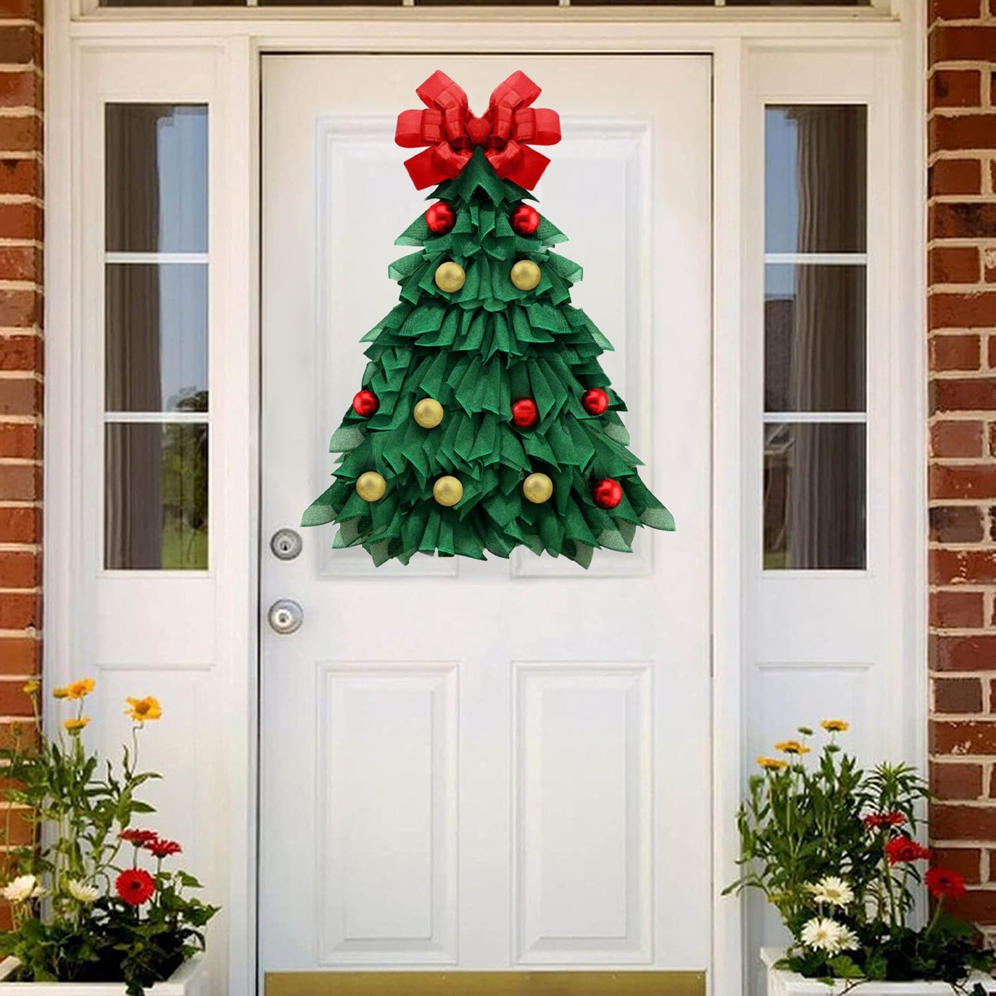 24-Inch Handmade Christmas Wreath - Large Holiday Ornament for Front Door, Window, Wall, Indoor/Outdoor