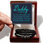 Black braided bracelet love cartier style in a wooden gift box with a handwritten dad love note