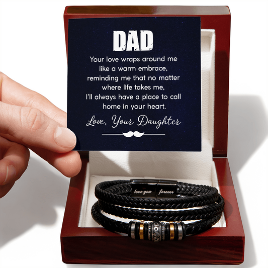 Someone Said Gift black leather bracelet love cartier style with engraved clasp in wooden gift box
