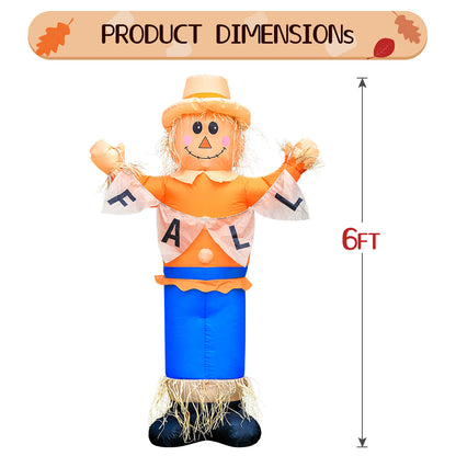 6ft LED-Lit Thanksgiving Harvest Inflatable Scarecrow - Fall Yard Décor