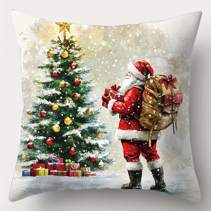 4-Piece Creative Christmas Pillowcase Set – 17.72 x 17.72 Inches for Living Room, Sofa, and Bedroom Decor