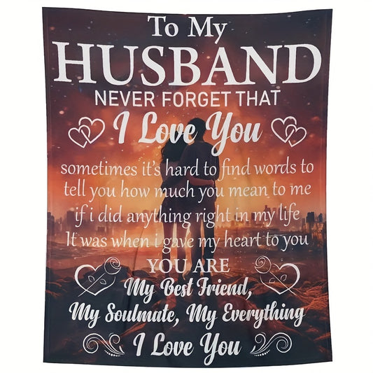 Personalized Love Letter Blanket for Husband – Heartfelt Gift for Birthday, Christmas, Valentine’s Day, or Wedding | Soft Polyester, No Filling