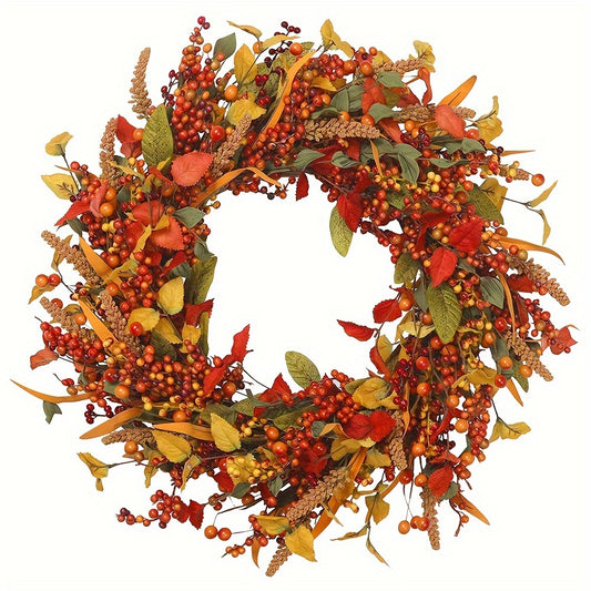 Fall Rattan Wreath - Thanksgiving & Halloween Door Hanging Décor