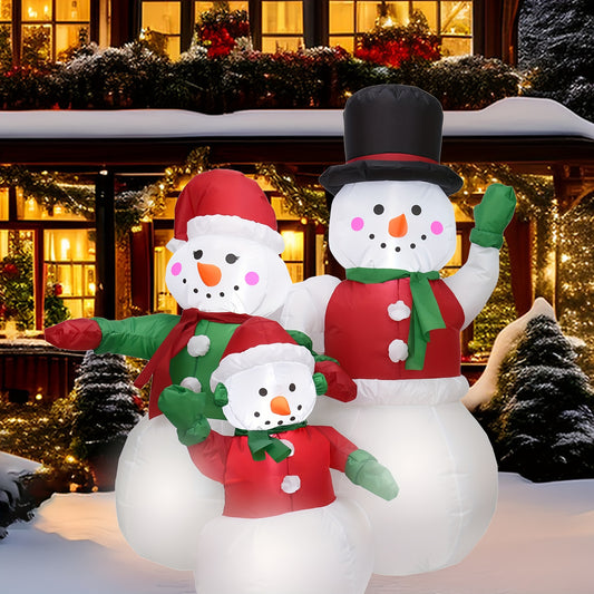 4.92ft Inflatable Snowman Family - LED-Lit Outdoor Yard Decoration for Christmas