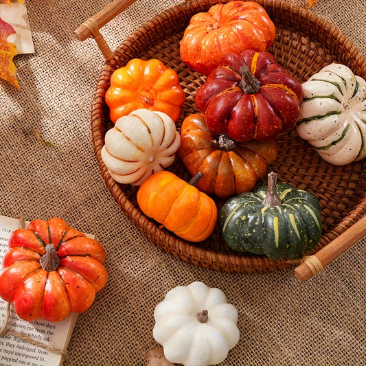 Colorful Halloween Pumpkin Decoration – Foam Simulation Fruit and Vegetable Model for Home and Harvest Festival Decor