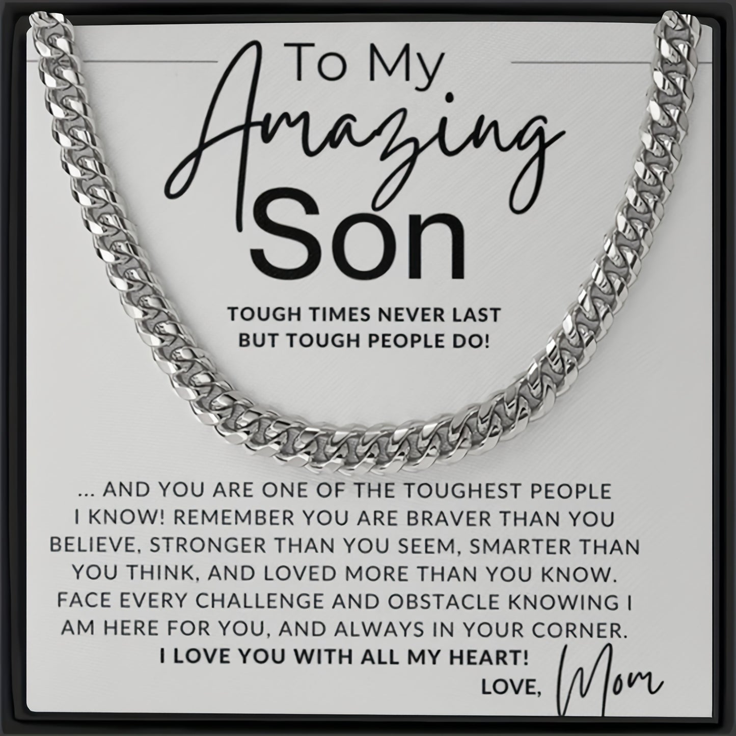 To my Amazing Son from Mom: Girls Boys Teen Trendy Chain Necklace Decorative Accessories Gift For Son Party Traveling Holiday