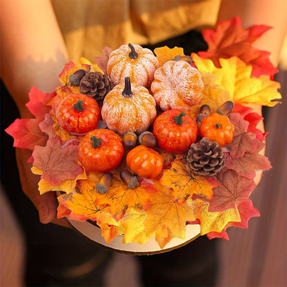 50-Piece Artificial Pumpkin & Harvest Decor Set – Perfect for Thanksgiving, Halloween, and Fall Weddings