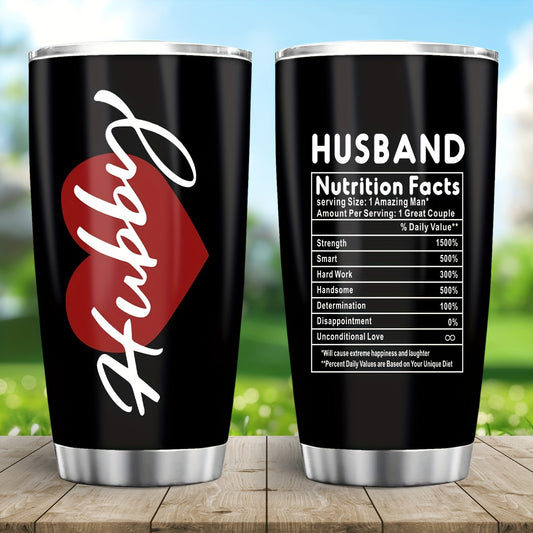 Husband's Nutrition Facts 20oz Stainless Steel Tumbler – Perfect Gift for Father's Day, Thanksgiving, & Christmas