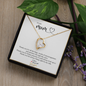 Gold heart pendant with crystal center on gift card boxed presentation by ShineOn Fulfillment forever love necklace for mom