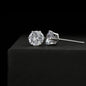 Someone Said Gift round clear crystal stud earrings with silver prong setting on black surface