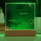 Someone Said Gift Acrylic Square Plaque with Father's Day message and green LED light on wooden base