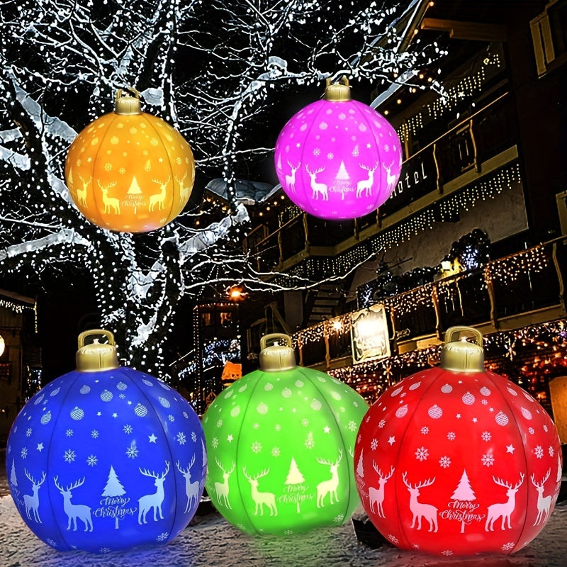 24-Inch Large PVC Inflatable Christmas Ball - Festive Outdoor Yard and Pool Decoration