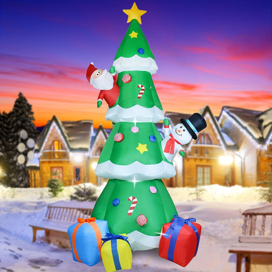 9ft Vibrant Green Inflatable Christmas Tree - Pre-Lit with Multicolor LED Lights and Gift Boxes