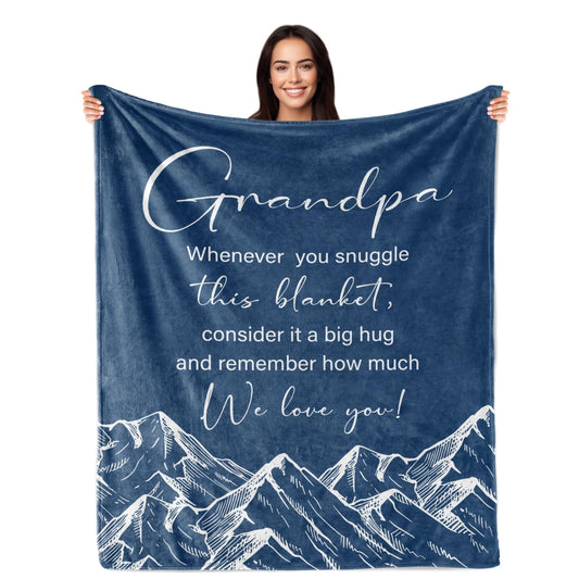 Contemporary Flannel Grandpa Throw Blanket - Personalized All-Season Comfort with Geometric Pattern, Ideal Birthday & Holiday Gift