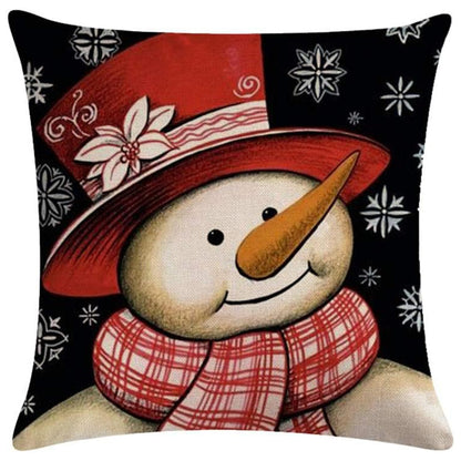 4-Pack Winter Holiday Pillow Covers – Contemporary Snowman & Santa Designs (18x18")