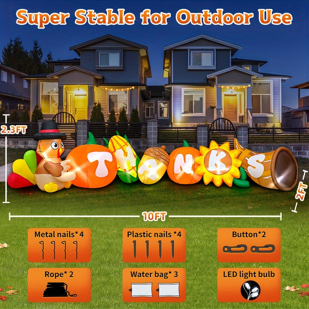 10ft KOOY Inflatable Turkey - LED Lighted Thanksgiving Yard Decoration