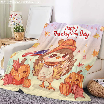 Cozy Flannel Thanksgiving Turkey Blanket – Soft, Warm Throw for All Seasons