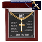 Gold Cuban link chain necklace with cross pendant personalized engraving in gift box for Dad