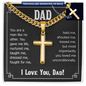 Gold cuban link chain necklace with cross pendant personalized engraving for dad gift