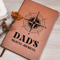 Leather journal travel for dad with compass design and Dad's travel journal text by Someone Said Gift