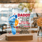 Someone Said Gift acrylic plaque with Father's Day message and colorful footprints on wooden stand