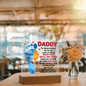 Someone Said Gift acrylic plaque with colorful footprint design and heartfelt Father's Day message on wooden stand