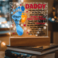Someone Said Gift acrylic plaque with Happy Fathers Day message and colorful baby footprints on wooden base