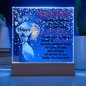 Someone Said Gift acrylic plaque with Happy Father's Day message and baby footprints illuminated on wooden base