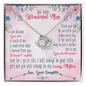 ShineOn Fulfillment personalized mom necklace silver knot pendant with crystal on pink floral message card
