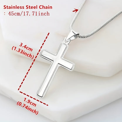 To My Step Up Dad: Stainless Steel Cross Necklace, Dad Cross Necklace, Birthday Gift, Father Day Gift, Christmas Gift With Card Gift Box