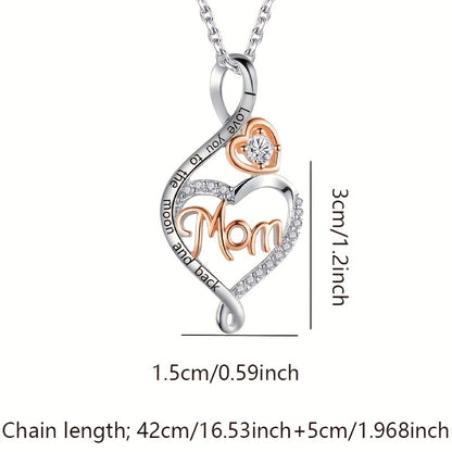 To my Mom: Zirconia Love Knot Necklace - Beautiful Mom Gift with Blessing Card, Holiday Decoration, Party Accessory, and Heartfelt Token of Appreciation