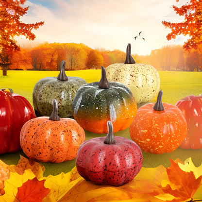 6-Piece Lifelike Pumpkin Decoration Set – Perfect for Halloween, Thanksgiving, and Harvest Festivals