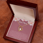 Gold heart pendant necklace in wooden gift box with mom card forever love necklace thank you for your love.