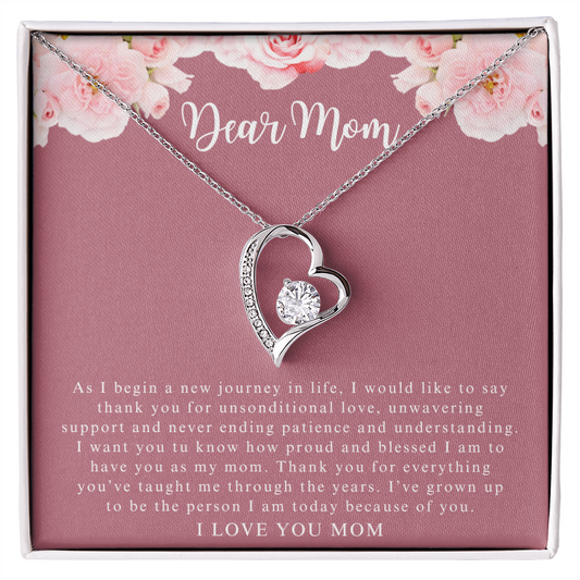ShineOn Fulfillment heart pendant necklace with crystal in gift box for Mom forever love necklace thank you for your love.