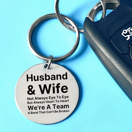 We Are a Team' Stainless Steel Keychain – Durable, Laser-Engraved | Perfect for Spouse's Birthday, Christmas, or Thanksgiving Gift