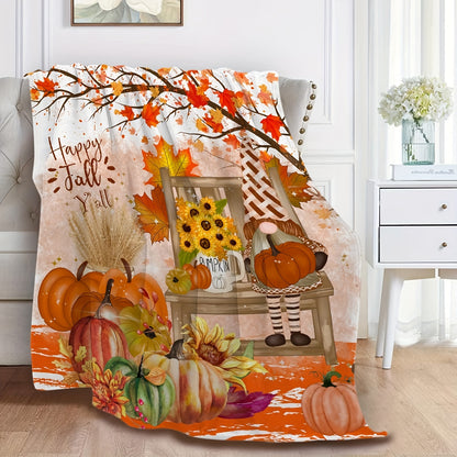 Cozy Autumn Maple Leaf Pumpkin Throw Blanket – The Perfect Thanksgiving Gift for Family and Friends