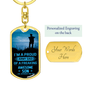 Gold dog tag keychain with a proud army dad design and customizable engraving for dog tag dogs
