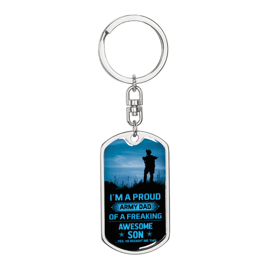 Someone Said Gift army dad dog tag dogs keychain with proud soldier silhouette design