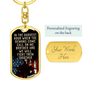 Gold dog tag keychain with patriotic design and inspirational quote for dog tag dogs by Someone Said Gift