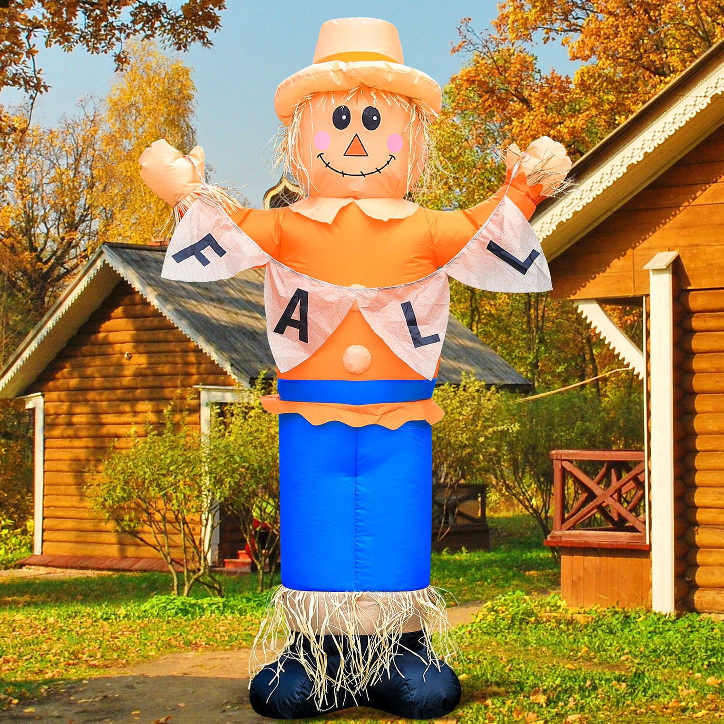 6ft LED-Lit Thanksgiving Harvest Inflatable Scarecrow - Fall Yard Décor