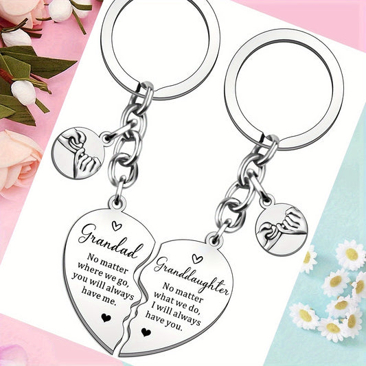 Grandad & Granddaughter Heart Matching Keychains – Perfect Gift for Grandad’s Birthday, Father’s Day, or Christmas