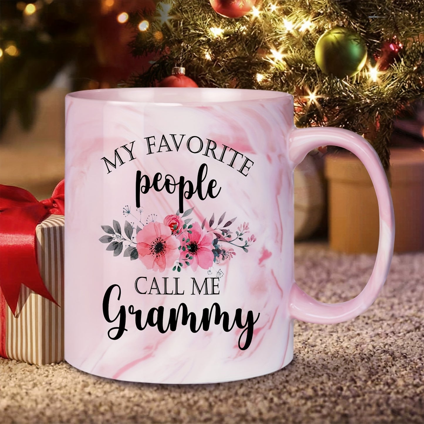 "Grammy's Favorite" 11oz Pink Marble Ceramic Coffee Mug – The Perfect Gift for Grandma