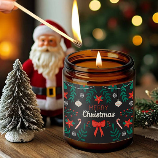 Merry Christmas Lavender Soy Scented Wax Candles - Perfect for Indoor & Outdoor Winter Celebrations, Birthdays, and Holiday Gifting