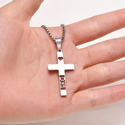 To my Daddy: Stainless Steel Minimalist Cross Necklace - Perfect Day Gift for Dad, Men's Chain Necklace with Simple Design